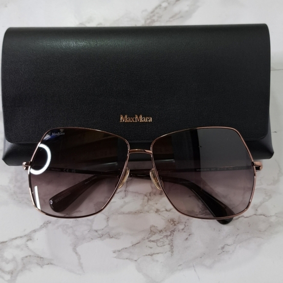 MaxMara Jewel Shiny Bronze Square Metal Sunglasses MM0035-H 38T - Picture 1 of 15